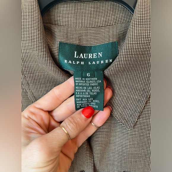 Ralph Lauren Blazer Brown Tan Houndstooth Equestrian Style LRL 💯 wool - Picture 3 of 7
